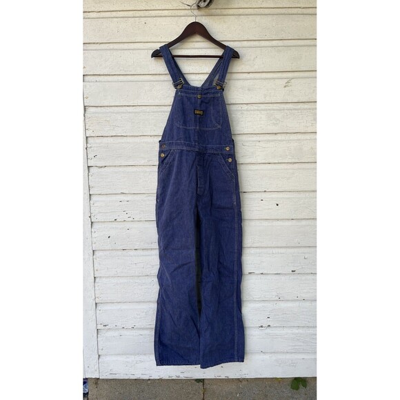 VINTAGE 1970s Sanforized Denim Carpenter Overalls, Made In USA, Blue- Size S/ 6 - Picture 1 of 14